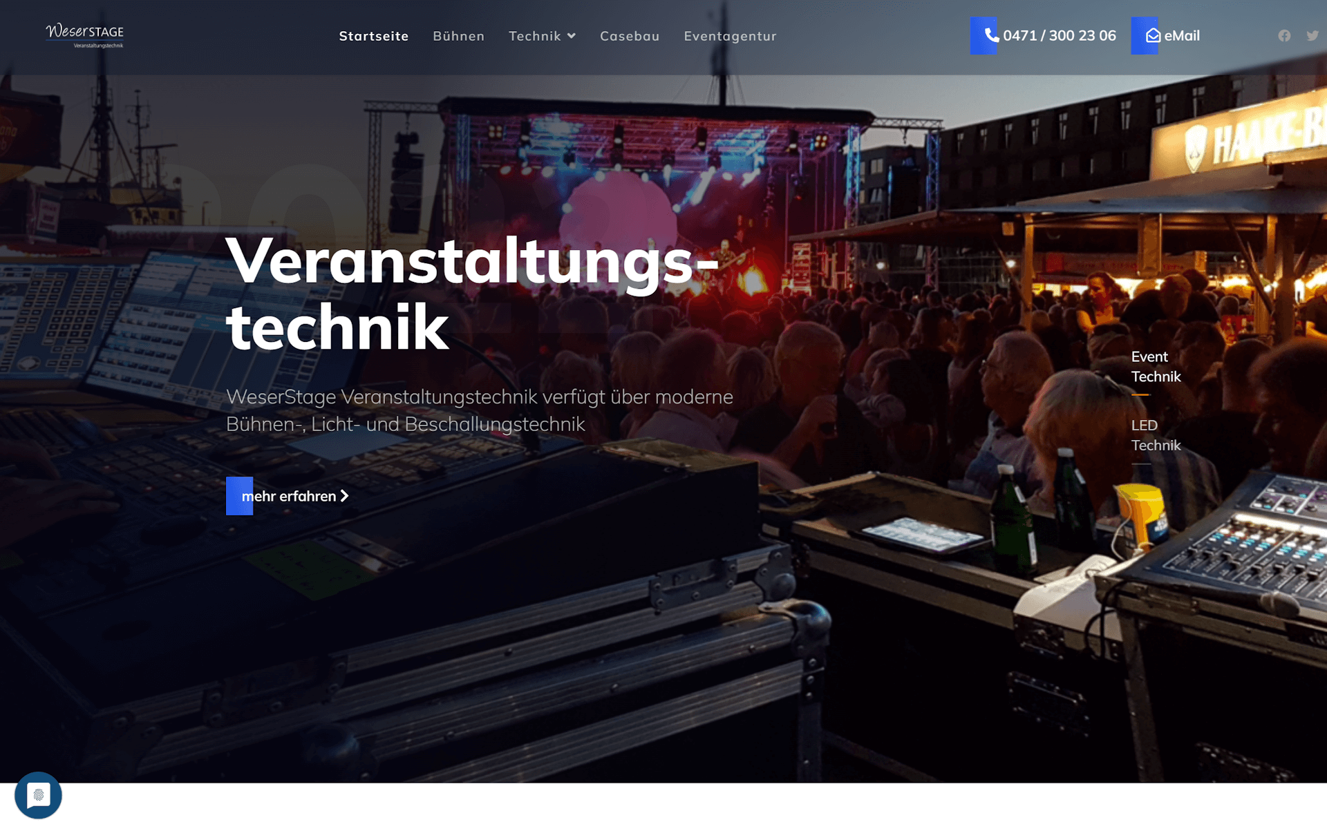 Webseite Weserstage - Veranstaltungstechnik